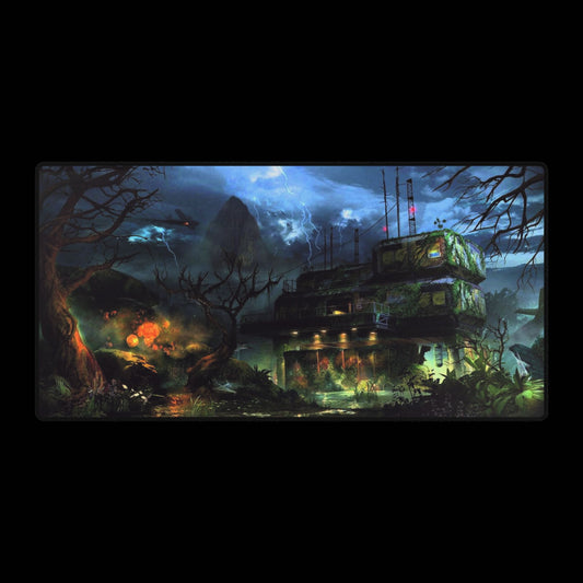 Call of Duty zombies themed Gaming Desk Mat —ZETSUBOU NO SHIMA" Zombies map  Haunted House Nightscape XL Keyboard Mouse Pad