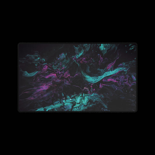Neon Galaxy Desk Mat — Abstract Teal & Purple Gaming Mouse Pad