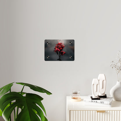 Acrylic Wall Art — Flaming Red Rose Floating Panel perfect Valentines day gift