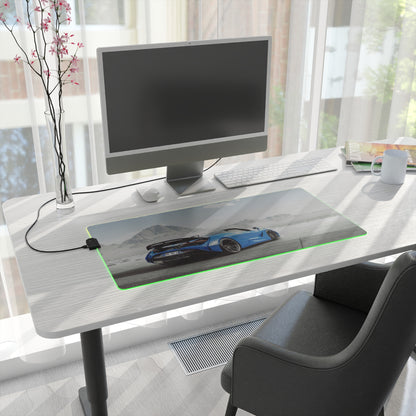 Custom Mclaren 720s LED Gaming Mouse Pad — RGB Illuminated Oversized Desk Mat with desert backround