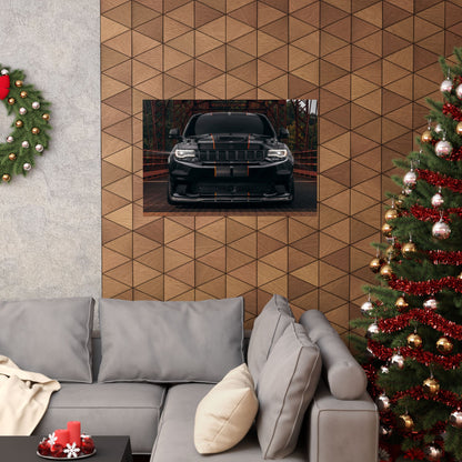 black Matte Poster "Jeep Cherokee srt trackhawk" — Black Muscle car SUV Front View (Horizontal)