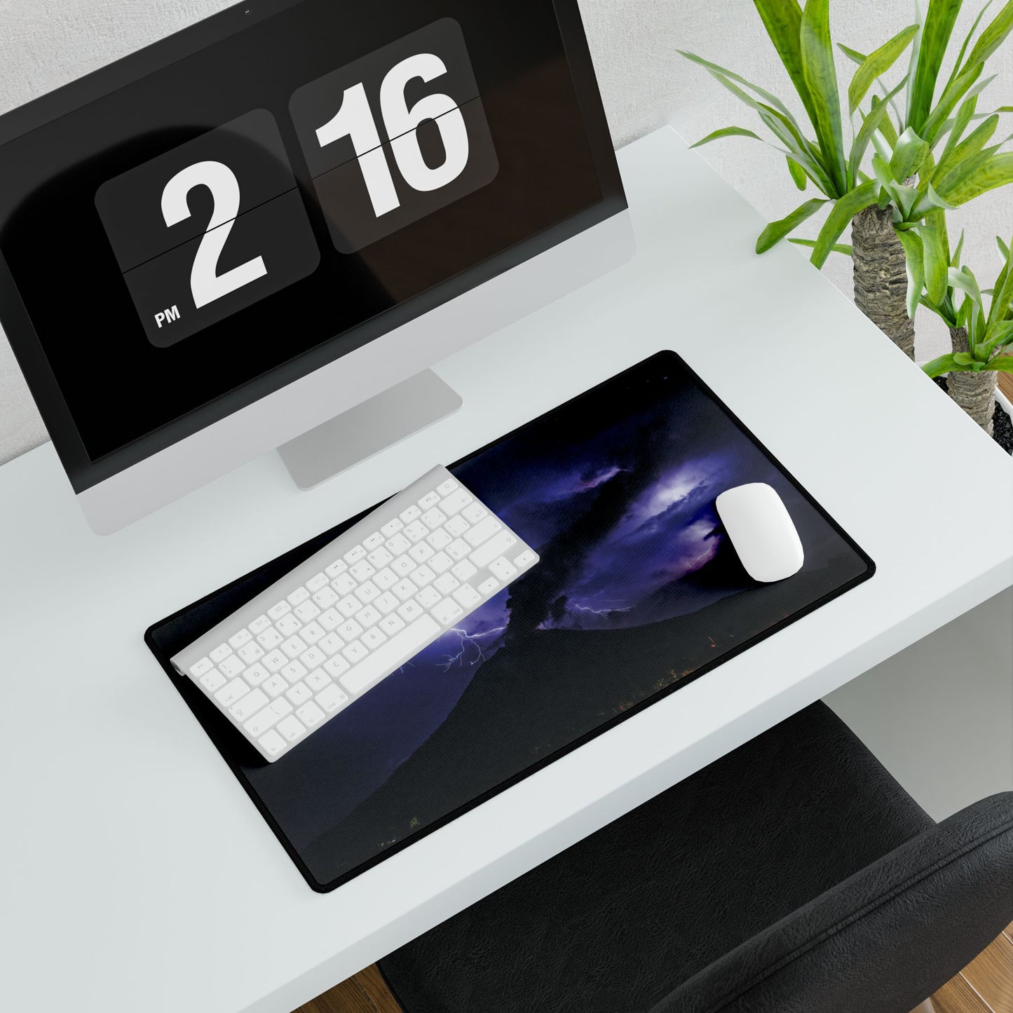 Volcanic Lightning Desk Mat — Large Gaming setup