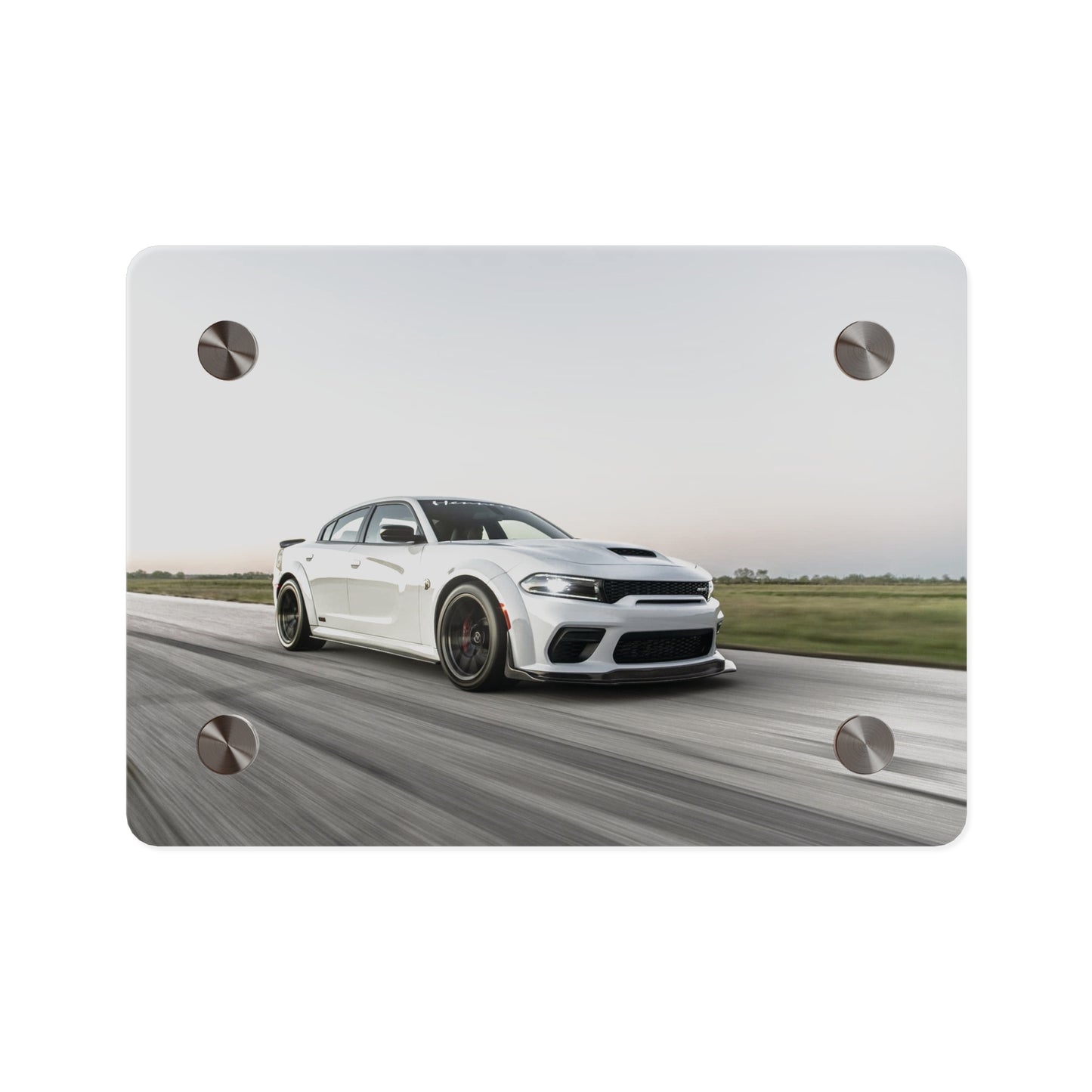 Acrylic Wall Art Panel — White Hellcat charger widebody