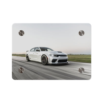 Acrylic Wall Art Panel — White Hellcat charger widebody