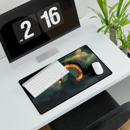 Flaming Serpent Dragon Desk Mat — Fantasy Gaming Mouse Pad