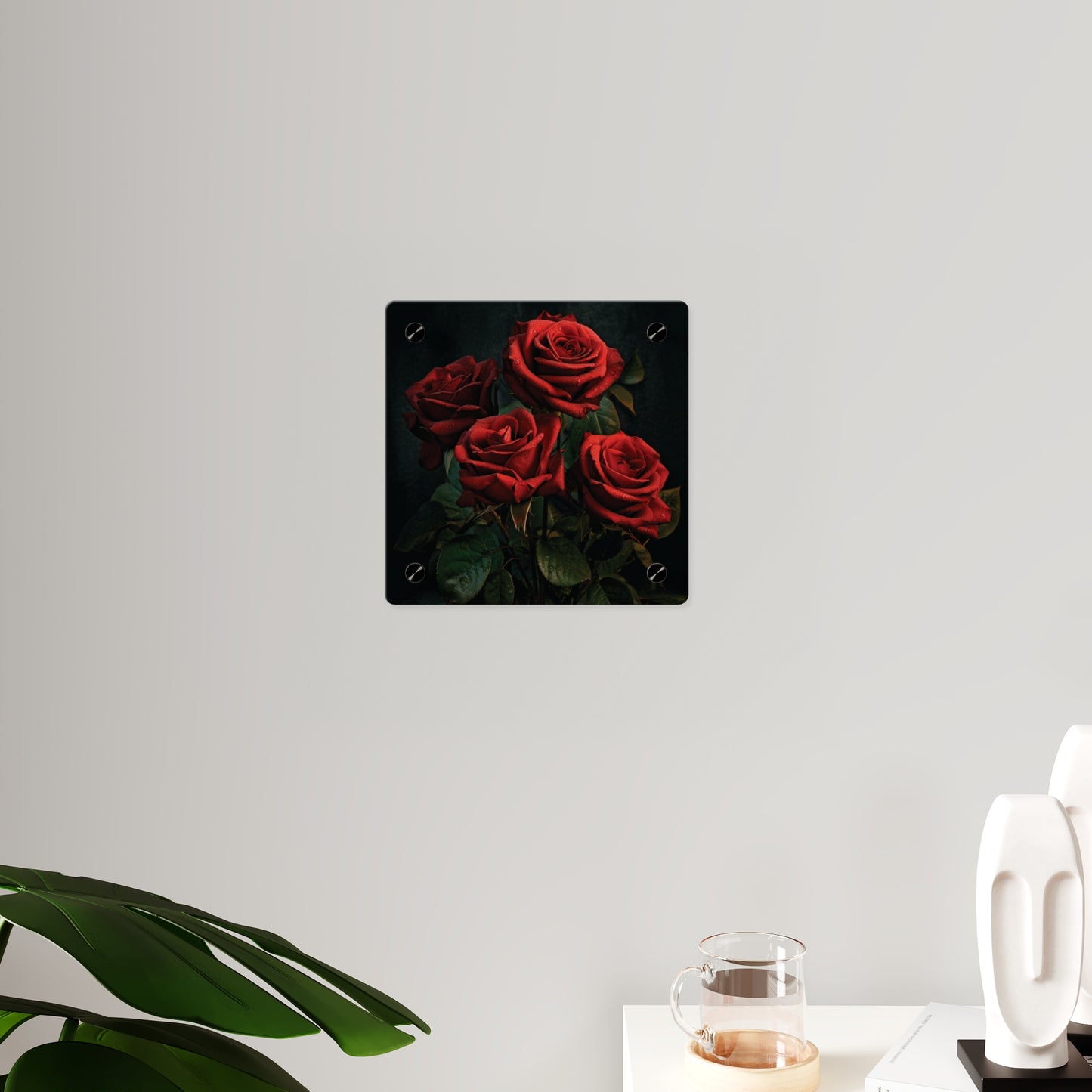 Red Rose Acrylic Wall Art Panel – Romantic Floral Decor for Home, Bedroom & Valentine’s Day