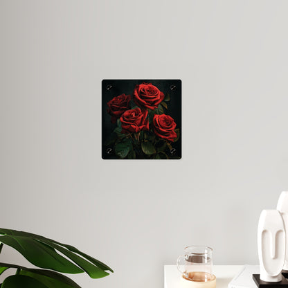 Red Rose Acrylic Wall Art Panel – Romantic Floral Decor for Home, Bedroom & Valentine’s Day