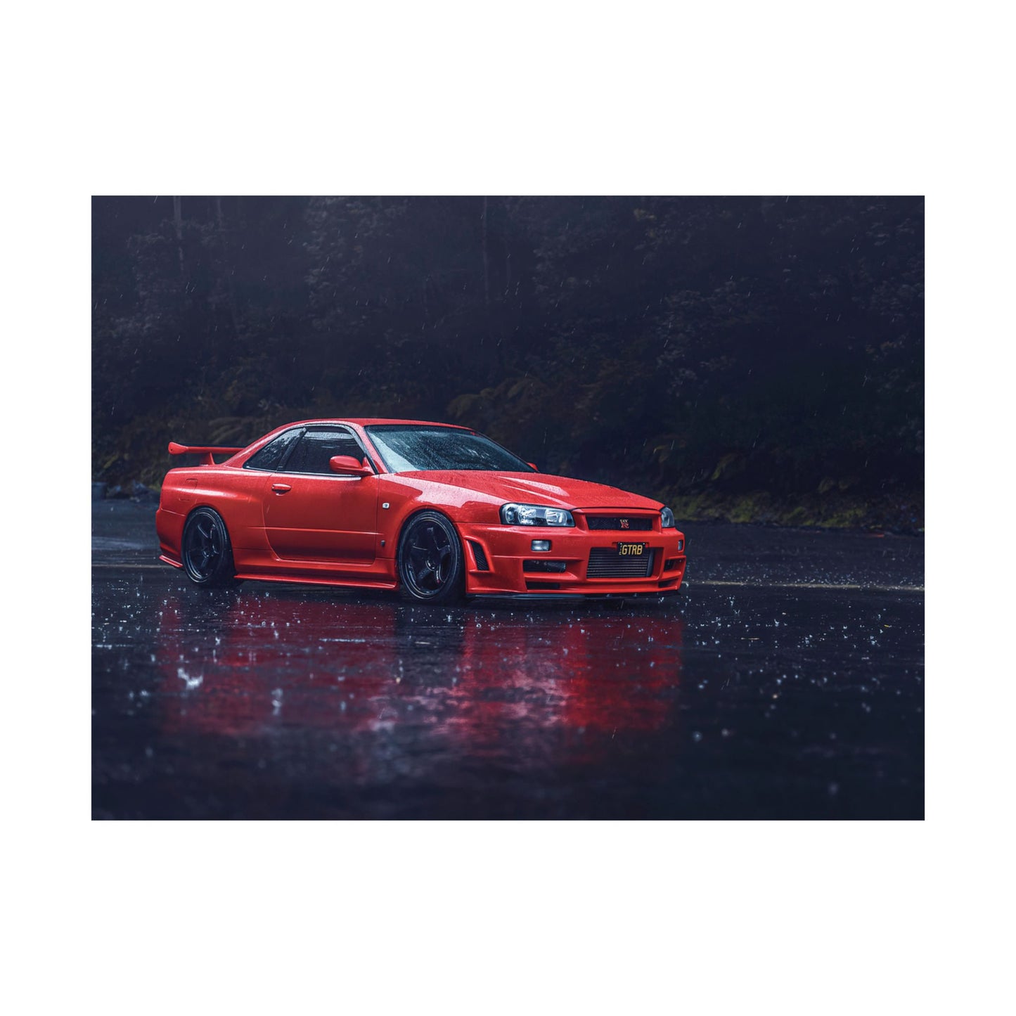 Red Nissan Skyline R34 Poster – Matte Horizontal Car Wall Art