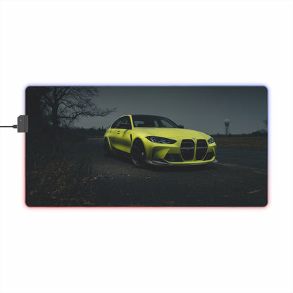LED Gaming Mouse Pad — Neon Yellow BMW M3 comp