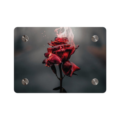Acrylic Wall Art — Flaming Red Rose Floating Panel perfect Valentines day gift