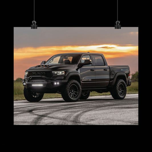 2021 Hennessey mammoth trx Poster — Black Off‑Road Truck at Sunset