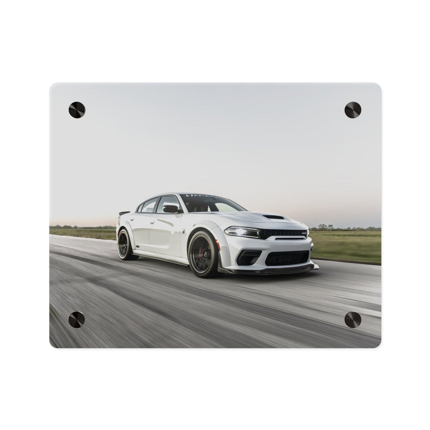 Acrylic Wall Art Panel — White Hellcat charger widebody