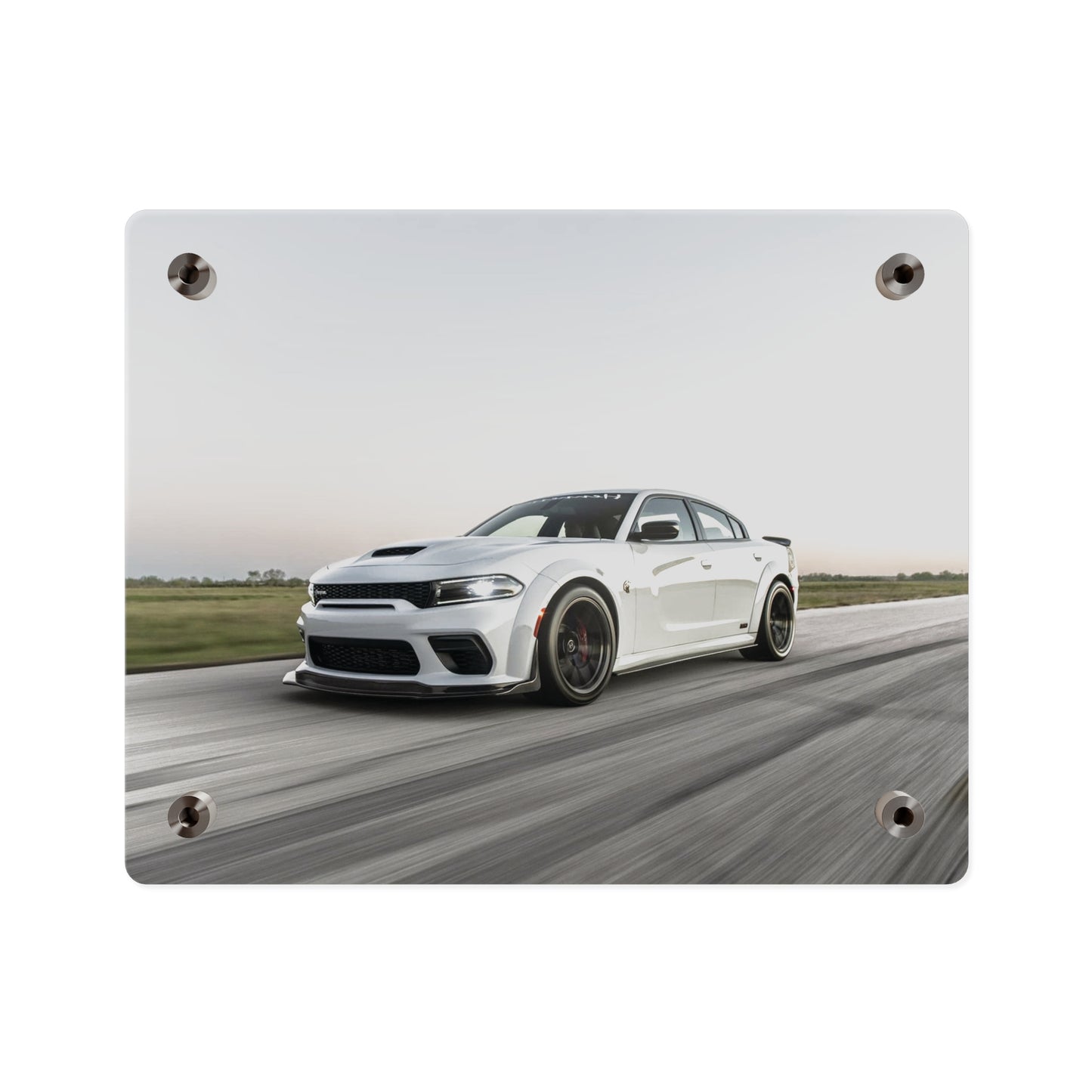 Acrylic Wall Art Panel — White Hellcat charger widebody