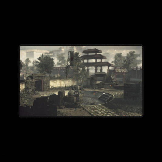 Custom Call of Duty Gaming Desk Mat World at War multiplayer map "COURTYARD" — Foggy Eastern Village Battlemap Mouse Pad