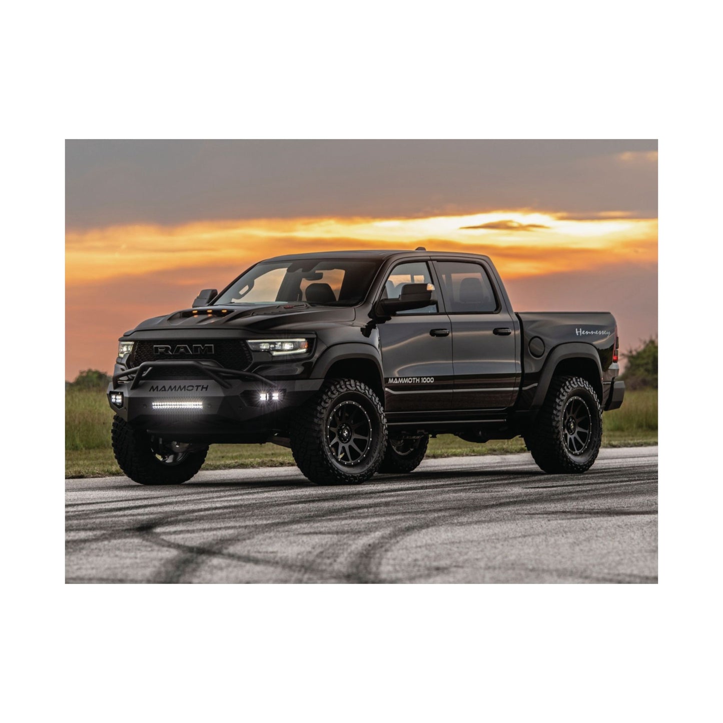 2021 Hennessey mammoth trx Poster — Black Off‑Road Truck at Sunset