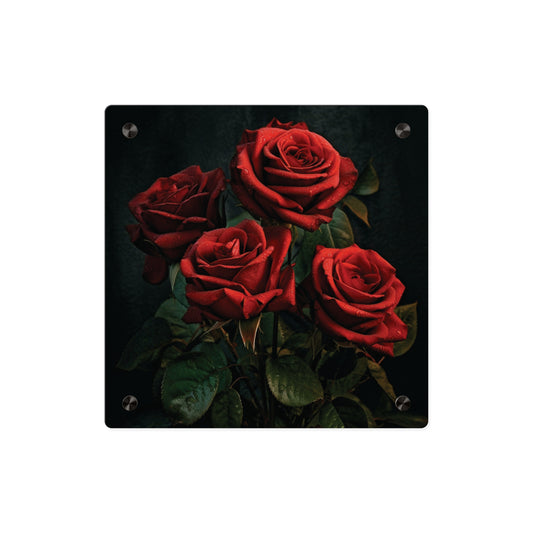 Red Rose Acrylic Wall Art Panel – Romantic Floral Decor for Home, Bedroom & Valentine’s Day