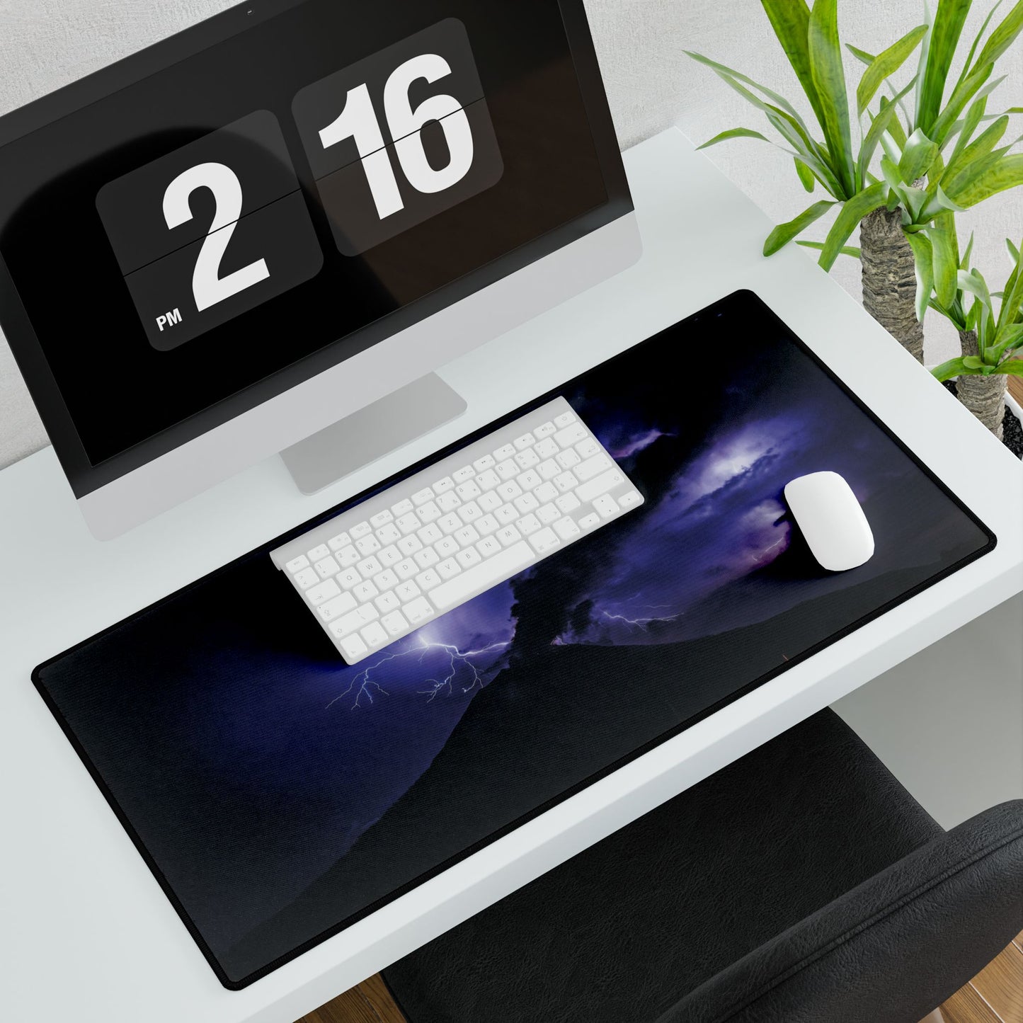 Volcanic Lightning Desk Mat — Large Gaming setup