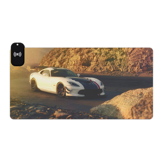LED Wireless Charging Gaming Mouse Pad "DODGE VIPER ACR" Themed — Sports Car RGB Desk Mat