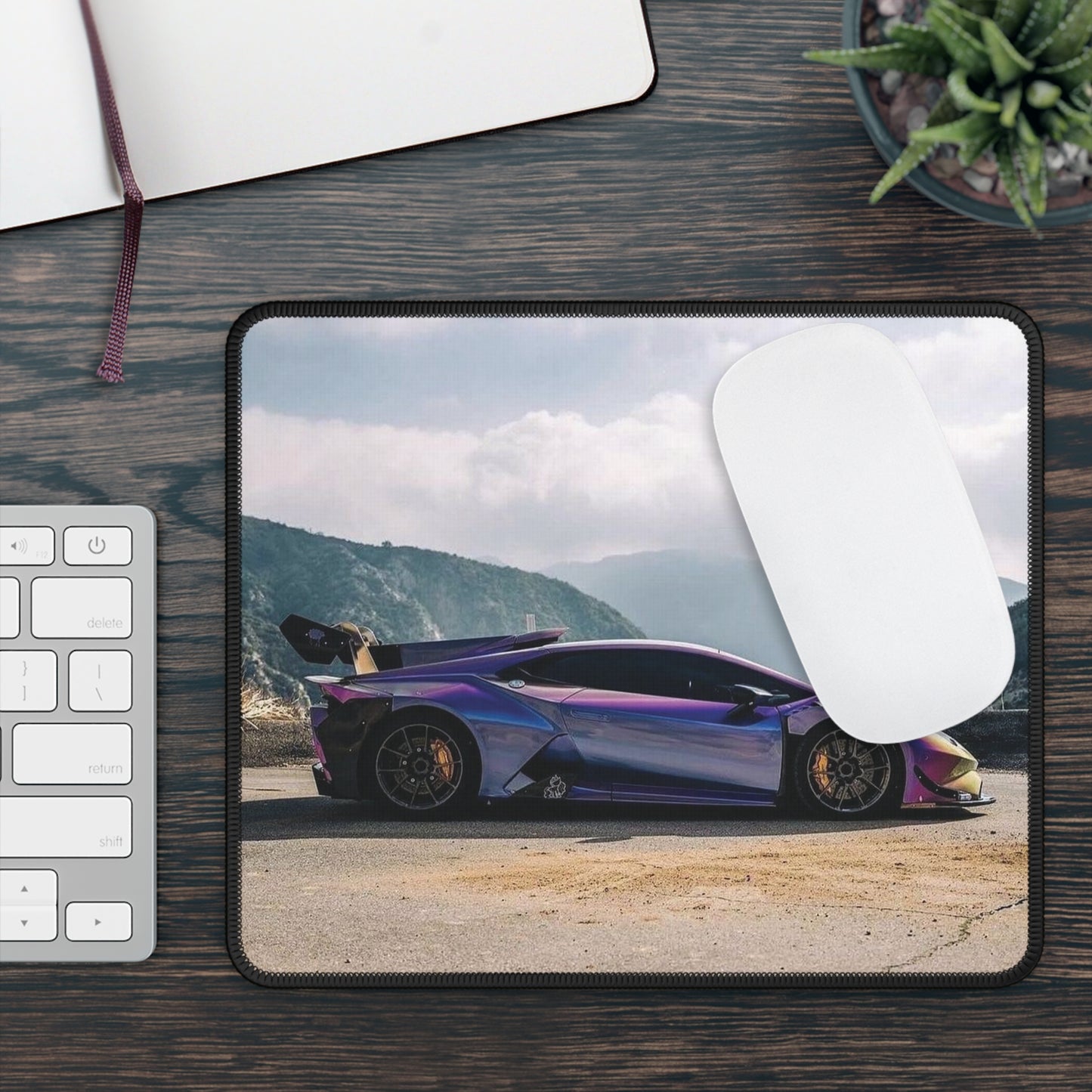 lamborghini huracan Supercar Racing Mouse Pad — Iridescent Sports Car Desk Mat for Gamers & Racing Fans