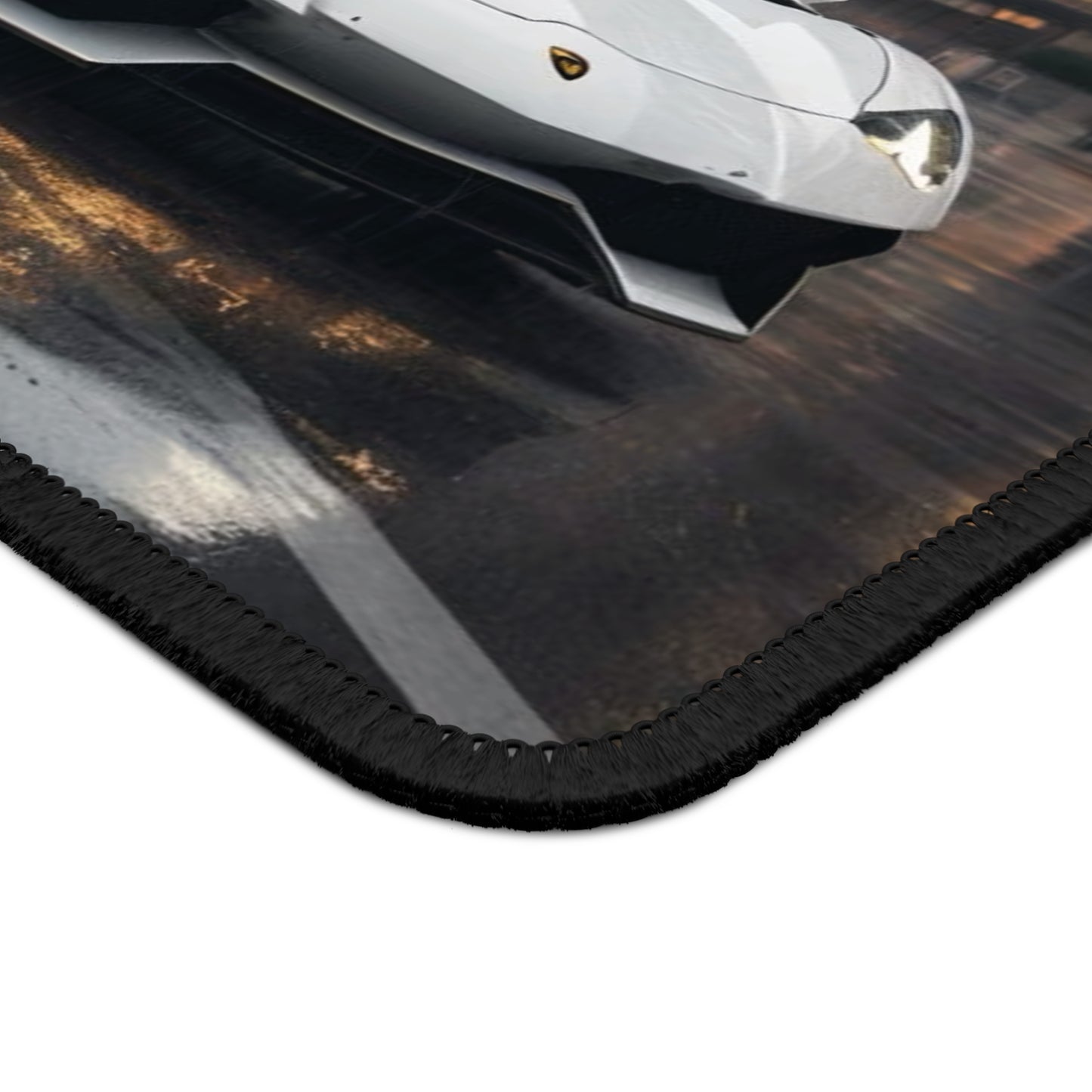 Lamborghini huracan Supercar Mouse Pad — Rainy City Street Racing Desk Mat inspired to fit gamers and car enthuseists