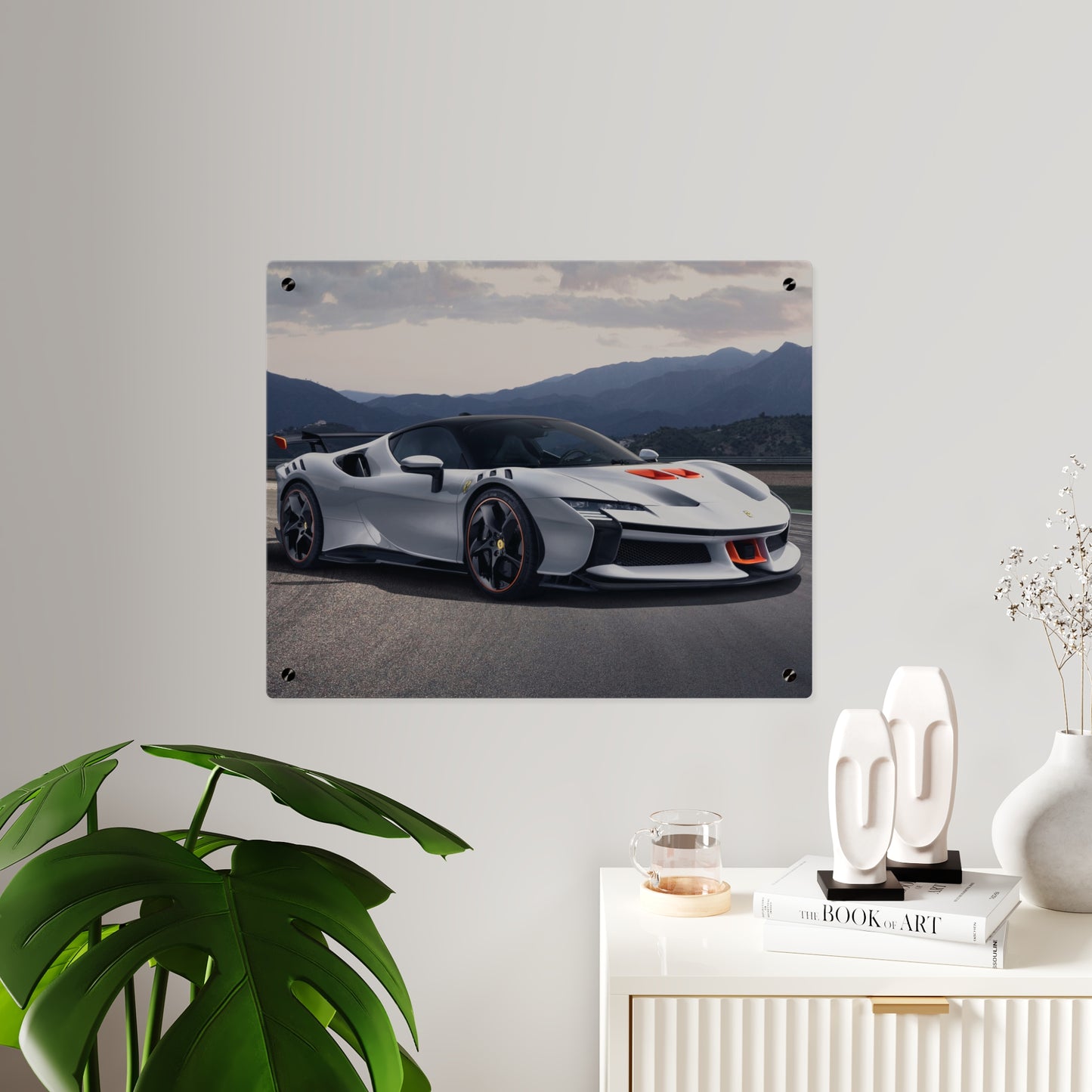Ferrari sf90 Acrylic Wall Art Panel – High-Gloss Supercar Print for Garage, Man Cave, or Office