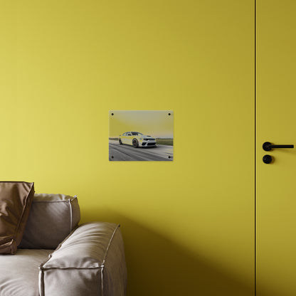 Acrylic Wall Art Panel — White Hellcat charger widebody