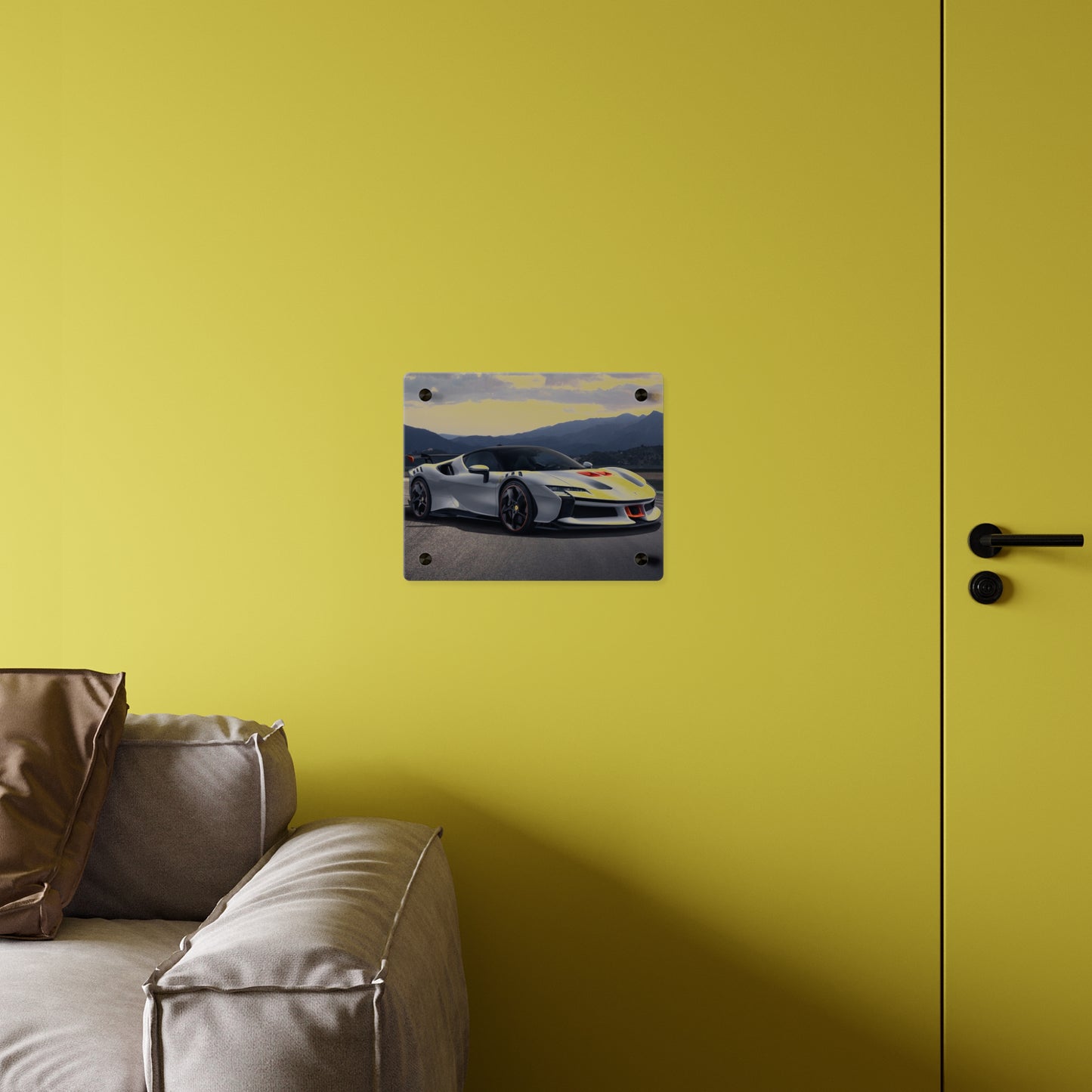 Ferrari sf90 Acrylic Wall Art Panel – High-Gloss Supercar Print for Garage, Man Cave, or Office