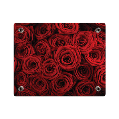 Acrylic Wall Art - Red Rose Close-Up Panel, Romantic Floral Decor for Valentine’s Day & Home Accent