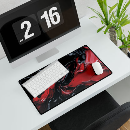 Red & Black Abstract Swirl Desk Mat – Large Gaming Mousepad