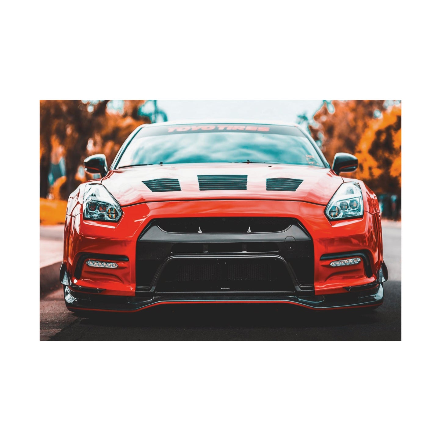 Red R35 skyline gtr sports car Matte Horizontal Poster — Automotive Wall Art for Car Enthusiasts