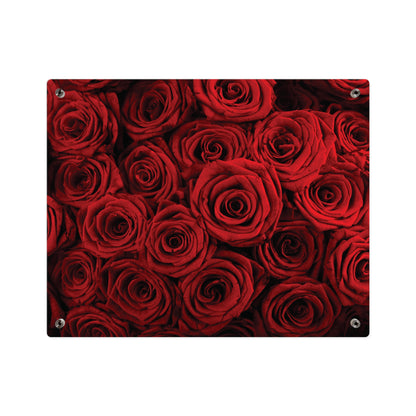 Acrylic Wall Art - Red Rose Close-Up Panel, Romantic Floral Decor for Valentine’s Day & Home Accent