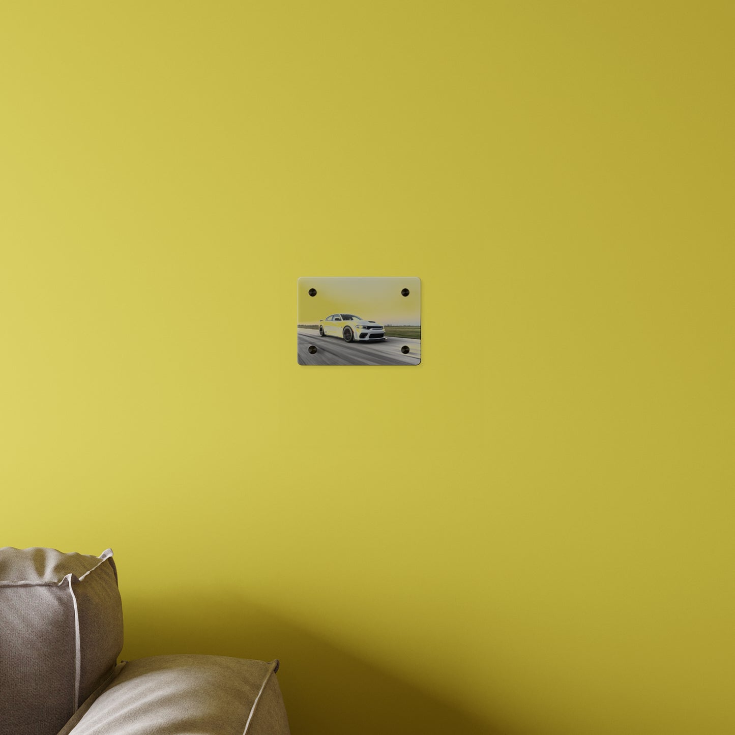 Acrylic Wall Art Panel — White Hellcat charger widebody