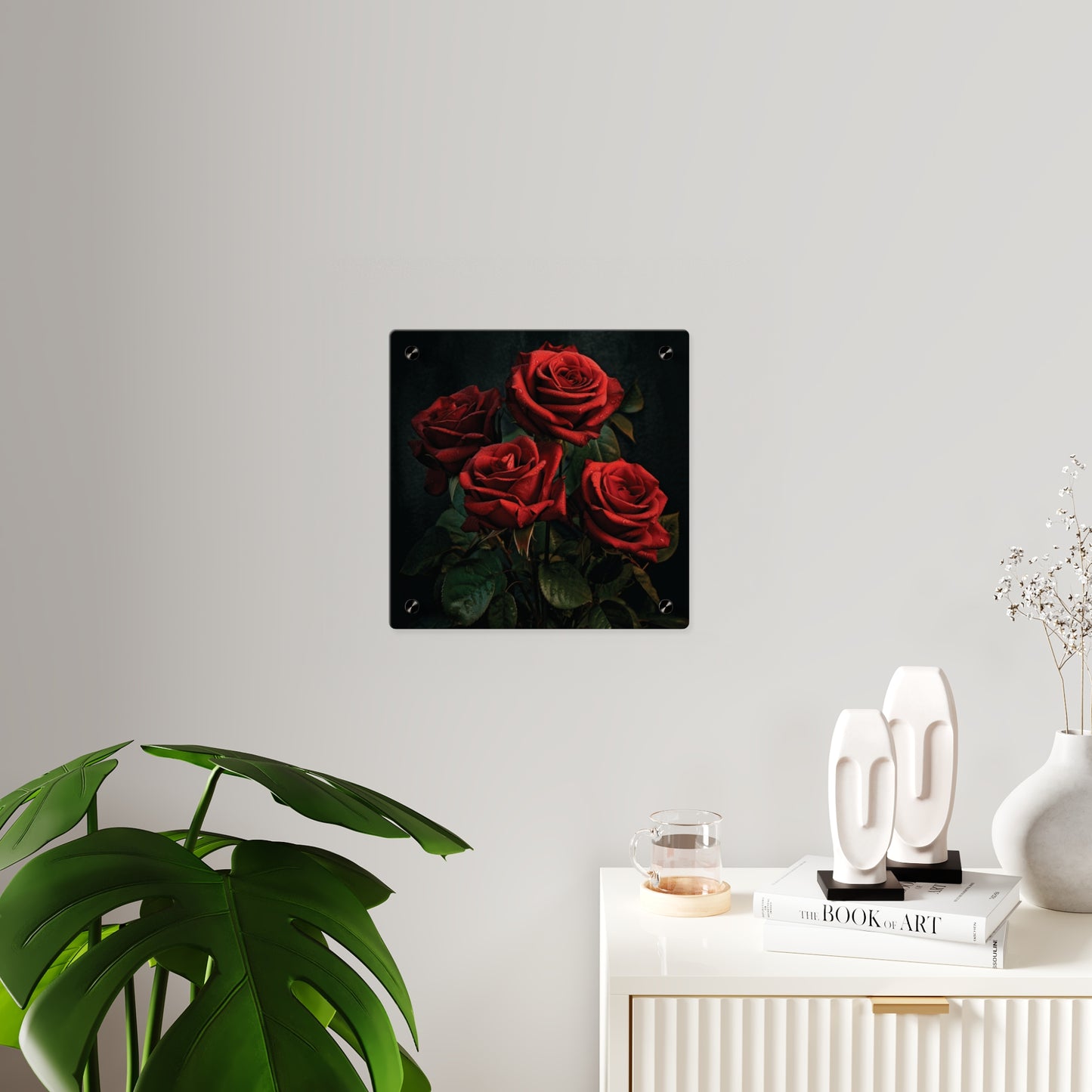 Red Rose Acrylic Wall Art Panel – Romantic Floral Decor for Home, Bedroom & Valentine’s Day
