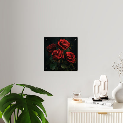 Red Rose Acrylic Wall Art Panel – Romantic Floral Decor for Home, Bedroom & Valentine’s Day