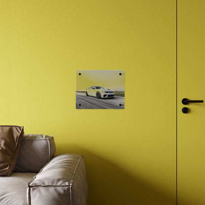 Acrylic Wall Art Panel — White Hellcat charger widebody