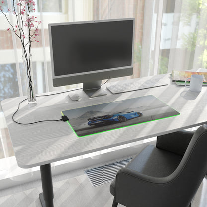 Custom Mclaren 720s LED Gaming Mouse Pad — RGB Illuminated Oversized Desk Mat with desert backround