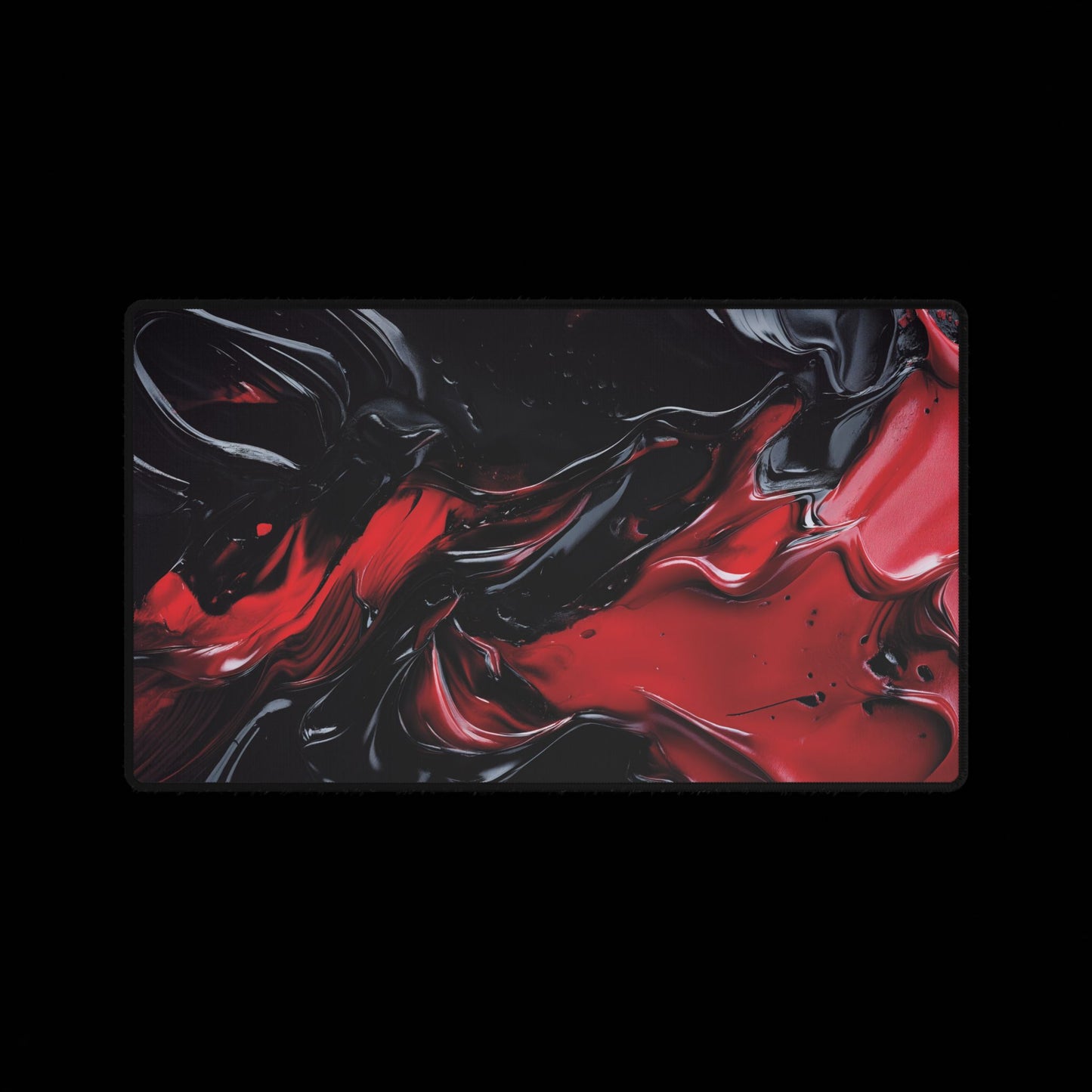 Red & Black Abstract Swirl Desk Mat – Large Gaming Mousepad