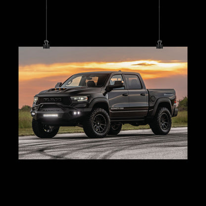 2021 Hennessey mammoth trx Poster — Black Off‑Road Truck at Sunset