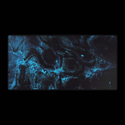 Black and Blue liquid desk mat