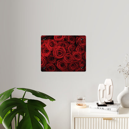 Acrylic Wall Art - Red Rose Close-Up Panel, Romantic Floral Decor for Valentine’s Day & Home Accent