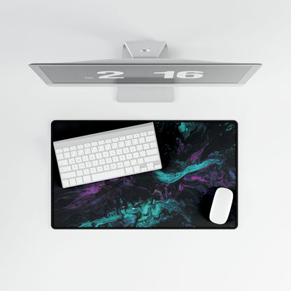 Neon Galaxy Desk Mat — Abstract Teal & Purple Gaming Mouse Pad